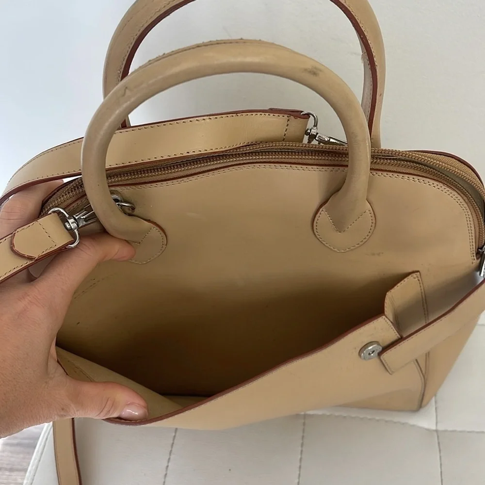 Tan Leather Satchel with removable shoulder strap made in Italy 🇮🇹